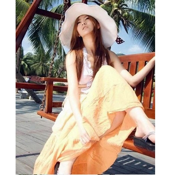 Sun Hats Women Wide Floppy Brim Summer Beach Outdoor Sun Hat - White - CU11JX6FV0X