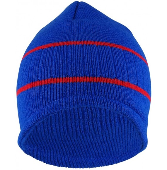 Skullies & Beanies Double Striped Acrylic Knit Warm Winter Beanie Cap - Royal Red - C31863DLLGD