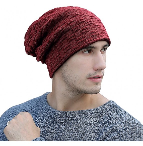 Skullies & Beanies muco Womens Beanie Knitted Beanies - Deep-red - C1189NQ0MEU