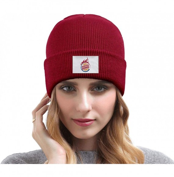 Skullies & Beanies Headwear for Mens Womens Slouch Burger-King-Logo- Solid Color Knit Hat - Burger King Logo-4 - C518YSMQH20