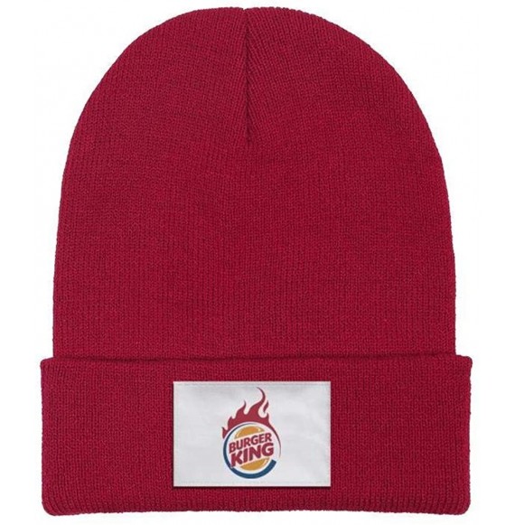 Skullies & Beanies Headwear for Mens Womens Slouch Burger-King-Logo- Solid Color Knit Hat - Burger King Logo-4 - C518YSMQH20