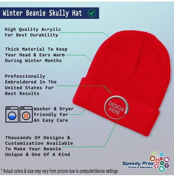 Skullies & Beanies Custom Beanie for Men & Women Ham Radio Operator Embroidery Skull Cap Hat - Red - C018ZS3EQ85