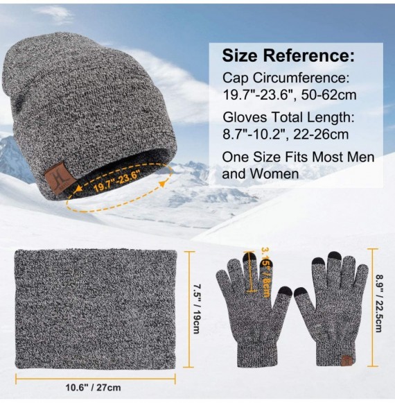 Skullies & Beanies Knit Beanie Hat Scarf and Glove Set for Men and Women- Winter Caps Neck Warmer with Touchscreen Gloves - C...