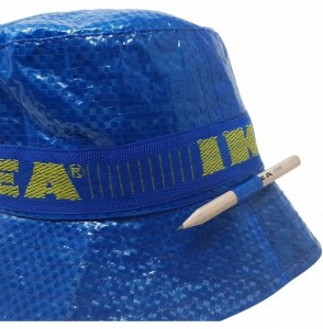 Bucket Hats IKEA Bucket Hat with Pencil Handmade Cap Fashion Street Wear Blue - CK18ZZS9SMW