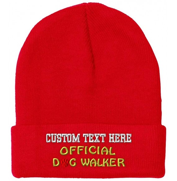 Skullies & Beanies Custom Beanie for Men & Women Official Dog Walker Embroidery Skull Cap Hat - Red - C318ZWOIA3W