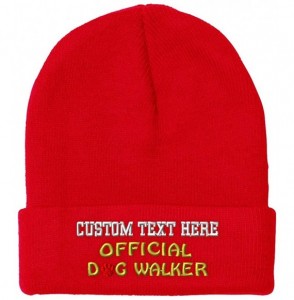 Skullies & Beanies Custom Beanie for Men & Women Official Dog Walker Embroidery Skull Cap Hat - Red - C318ZWOIA3W