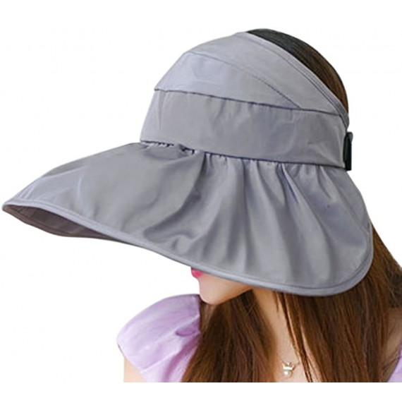 Sun Hats Womens Foldable Anti UV Sun Hat Cap Big Brim Floppy Travel Beach Bucket Hat UPF50+ - Gray - C711ZPG6OA5