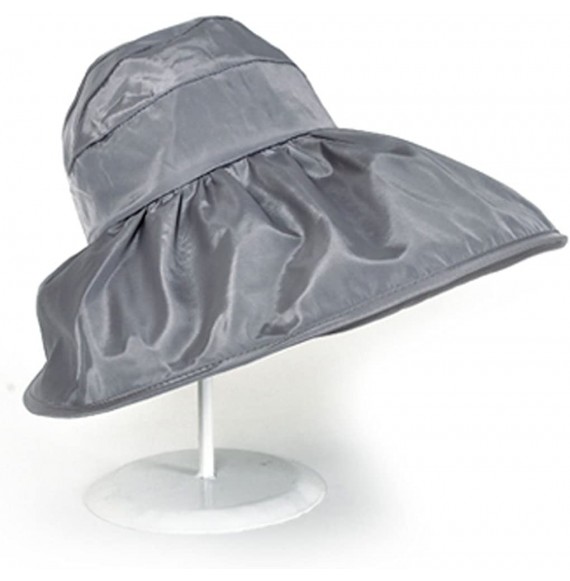 Sun Hats Womens Foldable Anti UV Sun Hat Cap Big Brim Floppy Travel Beach Bucket Hat UPF50+ - Gray - C711ZPG6OA5