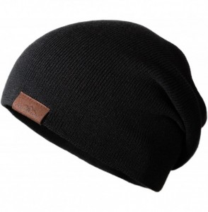 Skullies & Beanies Beanie Slouchy Cuffed Skull Cap for Men and Women - Black - CP182DKLX8U