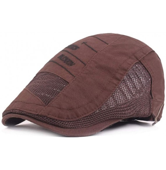 Newsboy Caps Summer Mesh Ivy Gatsby Newsboy Cabbie Hat Flat Cap for Men - Coffee - CY18UL7K3N0