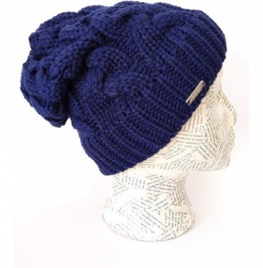 Skullies & Beanies Warm Winter Beanie for Women Chunky Cable Knit Hat M179 - Navy Blue - CU11CSA16Y5