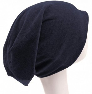 Skullies & Beanies Women Men Beanies Hat Cotton Stretch Slouchy Beanie Chemo Hat Hip-hop Skull Cap - Navy - C918KGCE66X