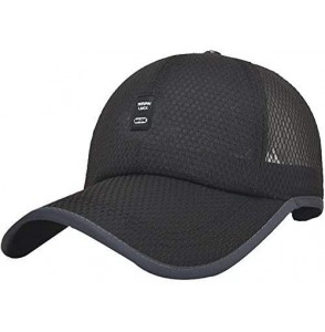 Baseball Caps Men Snapback Quick Dry Baseball Race Day Running Summer Sea Mesh Hat Cap Visor - Black - CH12DKJK7WF