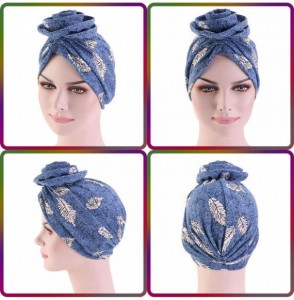 Skullies & Beanies Cotton Turbans for Women Flower Knot Headwrap Pre-Tied Bonnet Boho Pattern Chemo caps for Hair Loss - CS18...