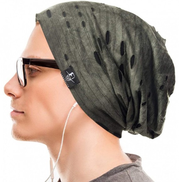 Skullies & Beanies Summer Slouchy Thin Beanie Hats Chic Skull Cap for Men B402 - Tie-dye-090b-army Green - CJ199GKMGS3