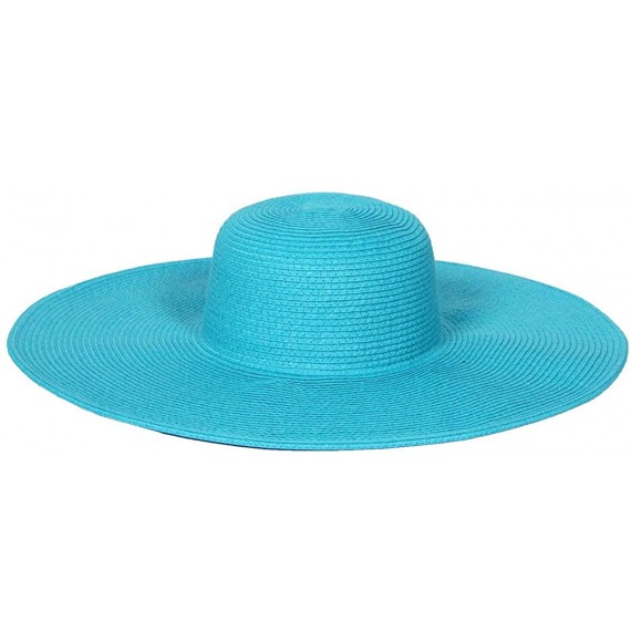 Sun Hats Summer Sun Hats for Women- Beach Hat- Straw Wide Brim Hat Floppy- Hiking Hat - Turquoise - C218GU5U2SM