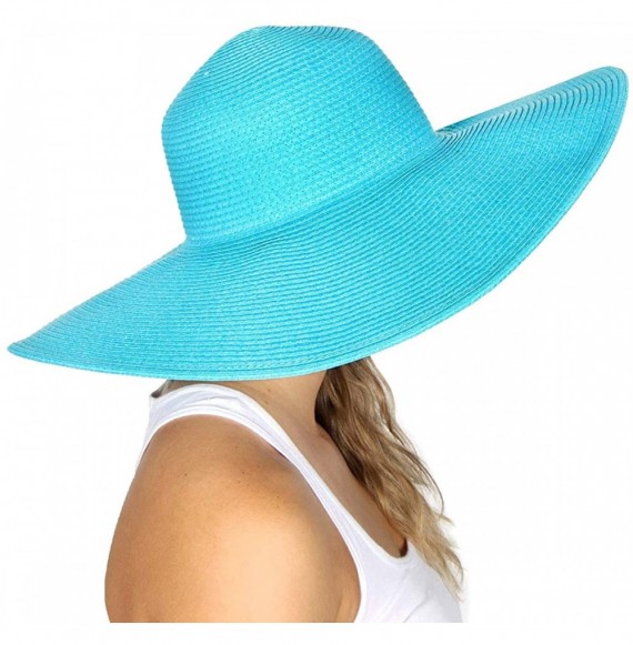 Sun Hats Summer Sun Hats for Women- Beach Hat- Straw Wide Brim Hat Floppy- Hiking Hat - Turquoise - C218GU5U2SM