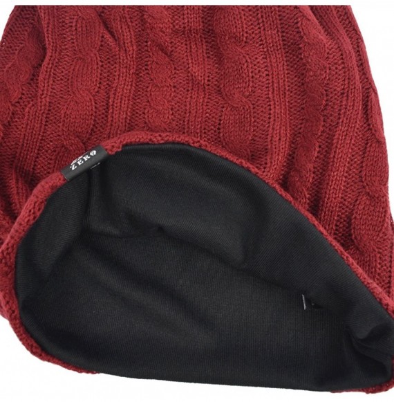 Skullies & Beanies Men's Cool Cotton Beanie Slouch Skull Cap Long Baggy Hip-hop Winter Summer Hat - Cable-claret - CA185T6DYH5