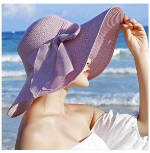 Sun Hats Womens Big Bowknot Straw Hat Foldable Roll up Sun Hat Beach Cap UPF 50+ Protection Sun Hats 041 - Ivory-a - CY18T2WYNAE