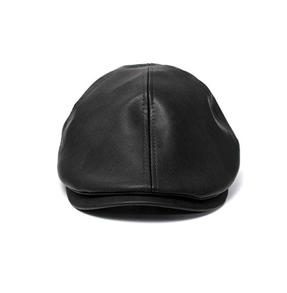 Newsboy Caps Clearance ! Hot Sale! Mens Vintage Leather Cap Vintage Leather Beret Cap Peaked Hat Newsboy Sunscreen (Black) - ...