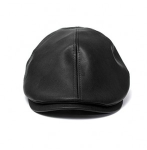 Newsboy Caps Clearance ! Hot Sale! Mens Vintage Leather Cap Vintage Leather Beret Cap Peaked Hat Newsboy Sunscreen (Black) - ...