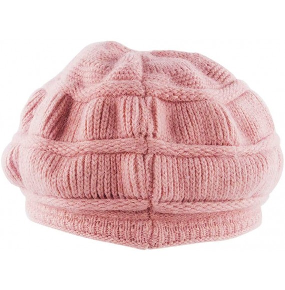 Skullies & Beanies Women's Winter Warm Hat Crochet Slouchy Beanie Knitted Caps with Visor - B-pink - CS18HK7CI2M