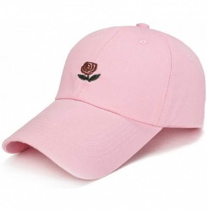 Baseball Caps Men Women Adjustable Plain Baseball Cap - Classic Unstructured Cotton Hat Low Profile Embroidery Cap - Pink - C...