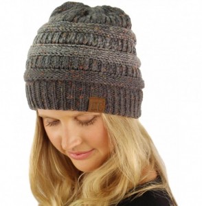 Skullies & Beanies Confetti Ombre Warm Chunky Soft Stretch Knit Slouch Beanie Skull Cap Hat - Dk. Gray - C712KHYLR93