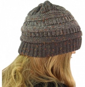 Skullies & Beanies Confetti Ombre Warm Chunky Soft Stretch Knit Slouch Beanie Skull Cap Hat - Dk. Gray - C712KHYLR93