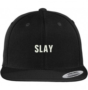 Baseball Caps Slay Embroidered Flat Bill Snapback Adjustable Cap - Black - CV12NSF8BRX