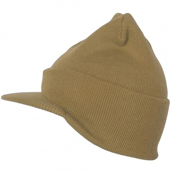 Skullies & Beanies Cuffless Beanie Visor Cap - Beige - C91107S3BJT