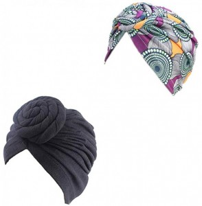 Skullies & Beanies 4Packs 3Packs Pattern Headwrap Pre Tied - Purple and Black - CH192MSZUZK