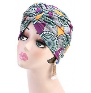 Skullies & Beanies 4Packs 3Packs Pattern Headwrap Pre Tied - Purple and Black - CH192MSZUZK