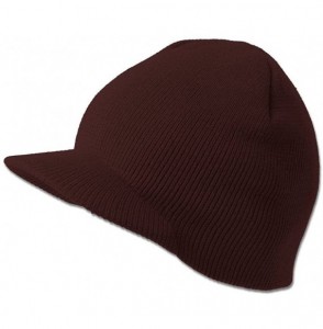 Skullies & Beanies Winter Cuff Less Beanie Visor Cap - Brown - CW12JD4F299