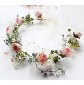 Headbands Handmade Adjustable Flower Wreath Headband Halo Floral Crown Garland Headpiece Wedding Festival Party - C318QRS8ZNH