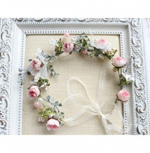 Headbands Handmade Adjustable Flower Wreath Headband Halo Floral Crown Garland Headpiece Wedding Festival Party - C318QRS8ZNH