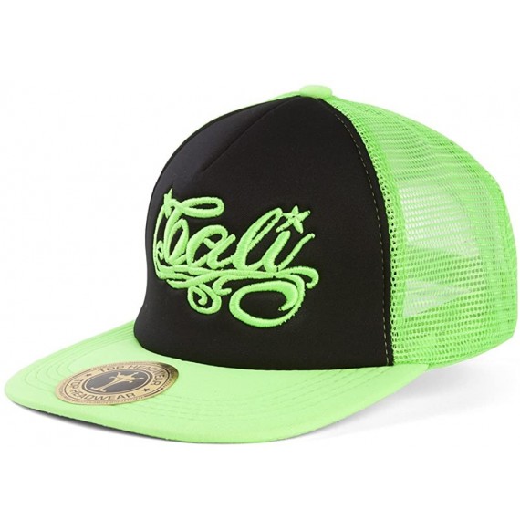 Sun Hats Cali Script Trucker Hat - Black/Neon Green - C411N5SL8J3