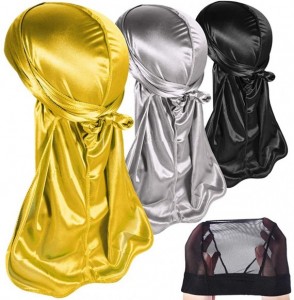 Skullies & Beanies 3PCS Silky Durags Pack for Men Waves- Satin Doo Rag- Award 1 Wave Cap - A-1style C - CP18THR4C9X