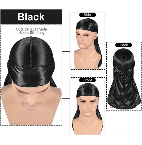 Skullies & Beanies 3PCS Silky Durags Pack for Men Waves- Satin Doo Rag- Award 1 Wave Cap - A-1style C - CP18THR4C9X