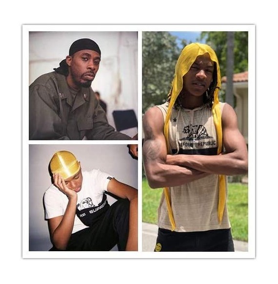 Skullies & Beanies 3PCS Silky Durags Pack for Men Waves- Satin Doo Rag- Award 1 Wave Cap - A-1style C - CP18THR4C9X