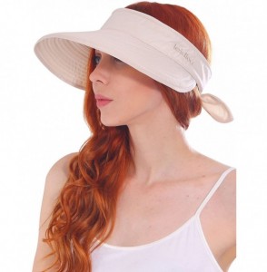 Sun Hats Women UPF 50 UV Sun Protection Convertible 2 in 1 Visor Beach Golf Hat - Beige - CX18033NQYE