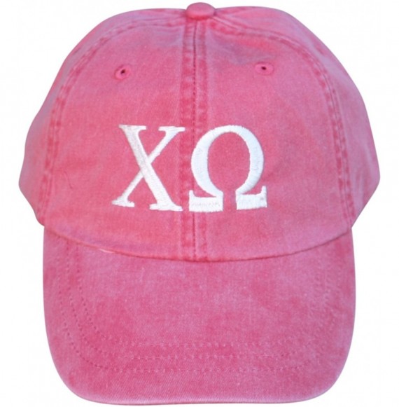 Baseball Caps Womens Chi Omega Baseball Cap - Red - C212DLULI71