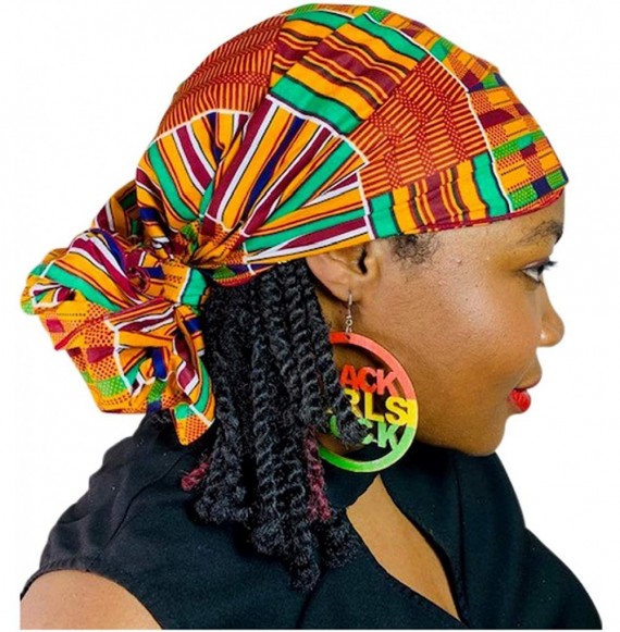 Headbands Ankara Headwrap Long Hair Head Wrap Turban and Scarf Dashiki African Print Kente and Stretch Jersey - CF18T4NNSGS