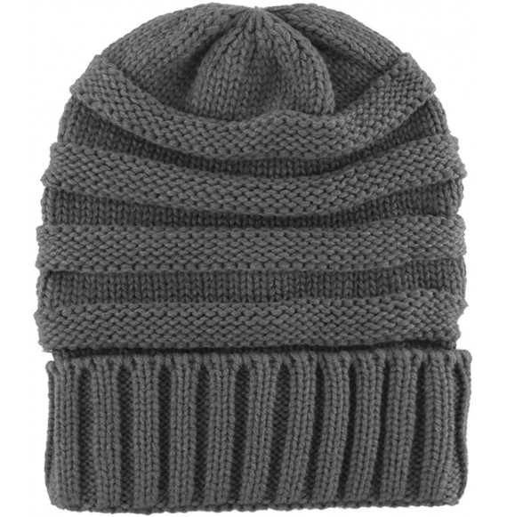 Skullies & Beanies Trendy Winter Warm Hats Slouchy Beanie Baggy Beanie Knit Hats for Women - Dark Grey - CA187NW40LT