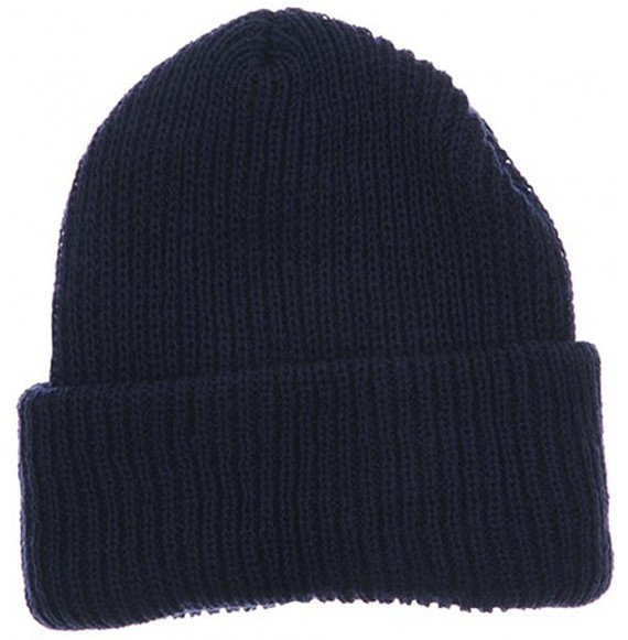 Skullies & Beanies Solid Plain Watch Cap Beanie - Navy - CP114YSOO0D