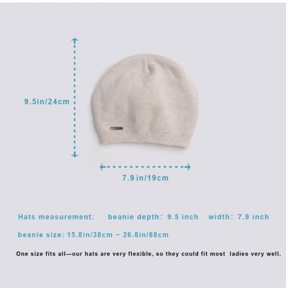 Skullies & Beanies Women's Slouchy Beanie Hat with Fur Pompom Warm Winter Hat - Beige( Gray Pompom) - CC185K8I496