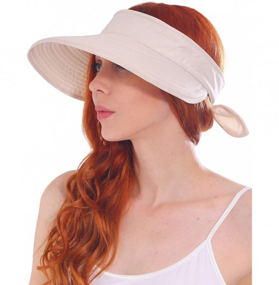 Sun Hats Hats for Women UPF 50+ UV Sun Protective Convertible Beach Visor Hat - Beige - C211DMLSHR9