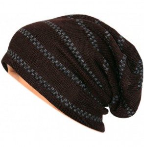 Skullies & Beanies Unisex Beanie Hat Slouchy Knit Cap Skullcap Stripe Baggy Style 1012 - Coffeegrey - CQ128MZ25TP