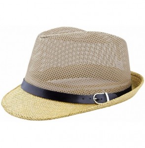 Fedoras Fedora Hats for Women Men-Braid Straw Short Brim Jazz Panama Cap - 02-apricot - CO1868DA0HA