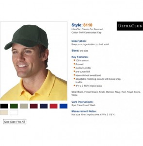 Baseball Caps Men's Classic 6 Panel Cut Adjustable Brushed Constructed Cap - Forest Green - CL11F78FINB